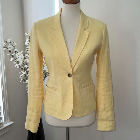 French Connection Women's Jacket/Blazer Linen Yellow Size 2 - Picture 1 of 11
